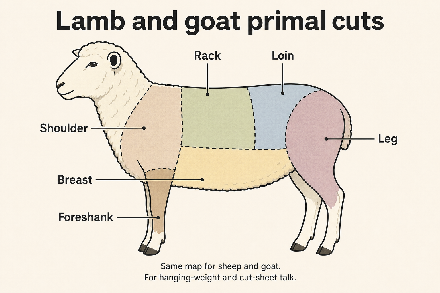 Lamb and goat primal cuts